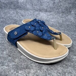 Fly Flot Suede Flower Platform Comfort Leather Thong Sandal Navy 39 (8)‎